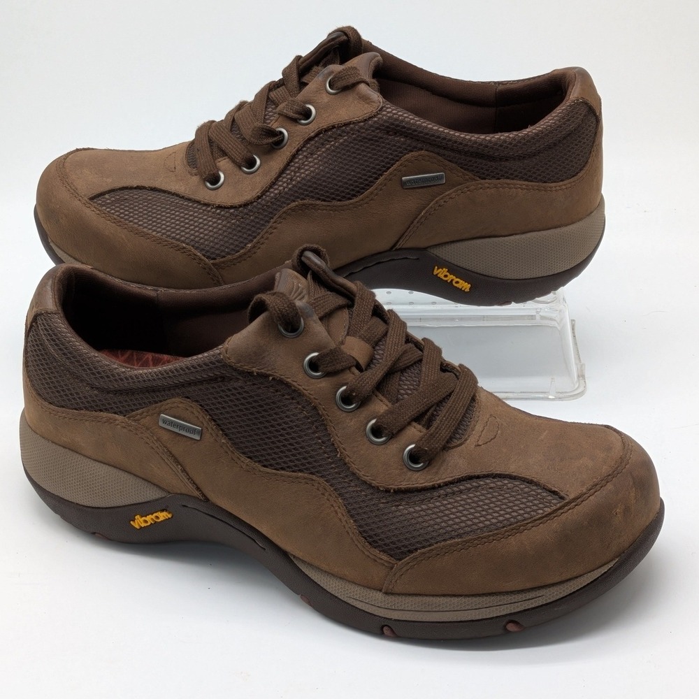 Dansko Chantal Womens 38 Brown Leather Waterproof Vibram Lace Up Walking Shoes